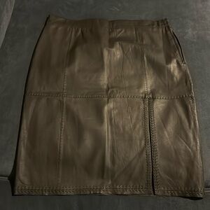Brown, leather pencil skirt